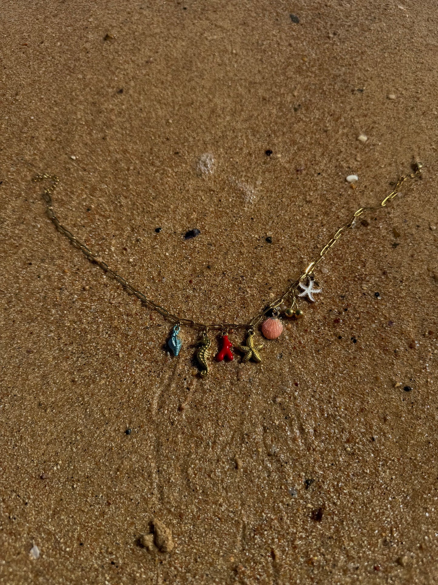 Coral cove 7 charm necklace- Handmade in small batches