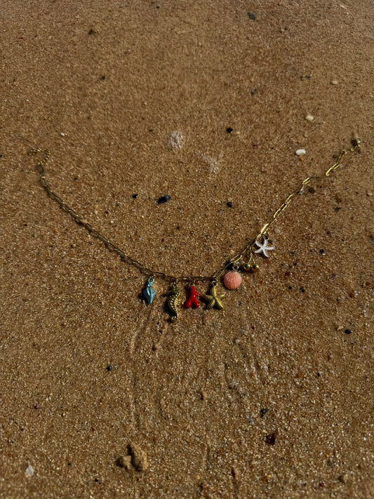 Coral cove 7 charm necklace- Handmade in small batches